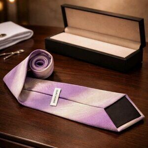 Pierre Cardin Purple and White 100% Silk Tie